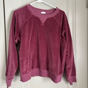 Pact Mauve Cotton Velour Crew Pullover Top — Size L